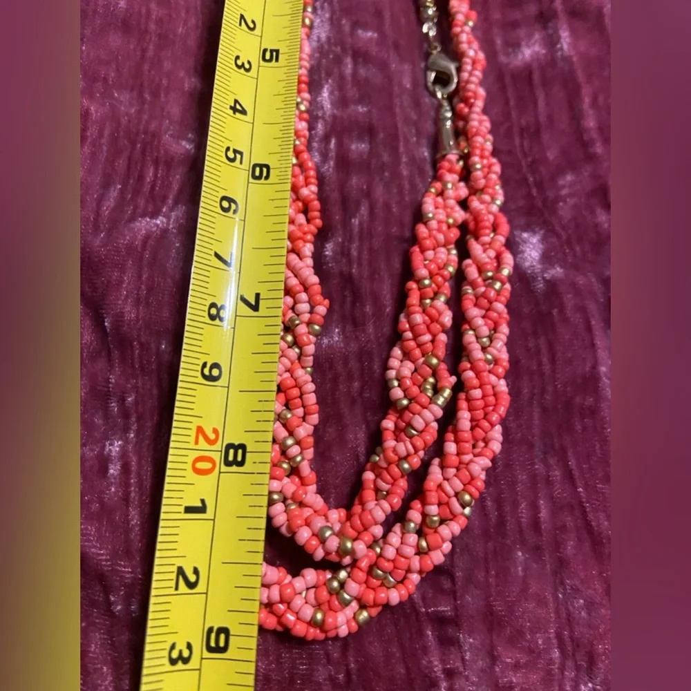 🏝️ Braided Coral Seed Bead 36” Necklace #9263 - Picture 6 of 6